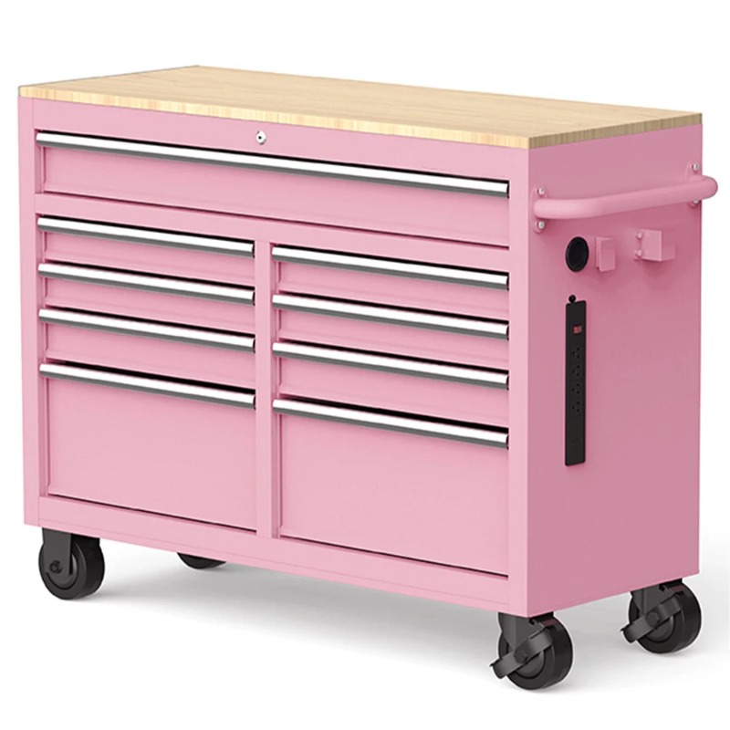 Workshop Use Tools - Lemari Perkakas Pink Beroda 46-Inci 9-Laci
