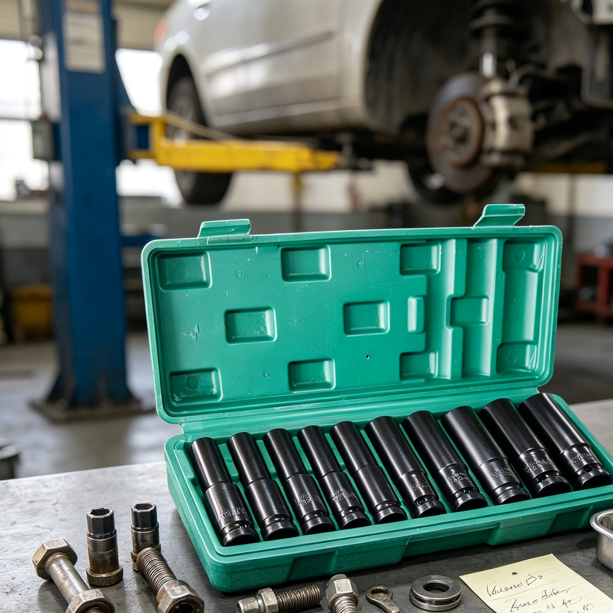 Car Workshop Tools Kit - Set 10-bagian Kepala Soket Panjang, Kit