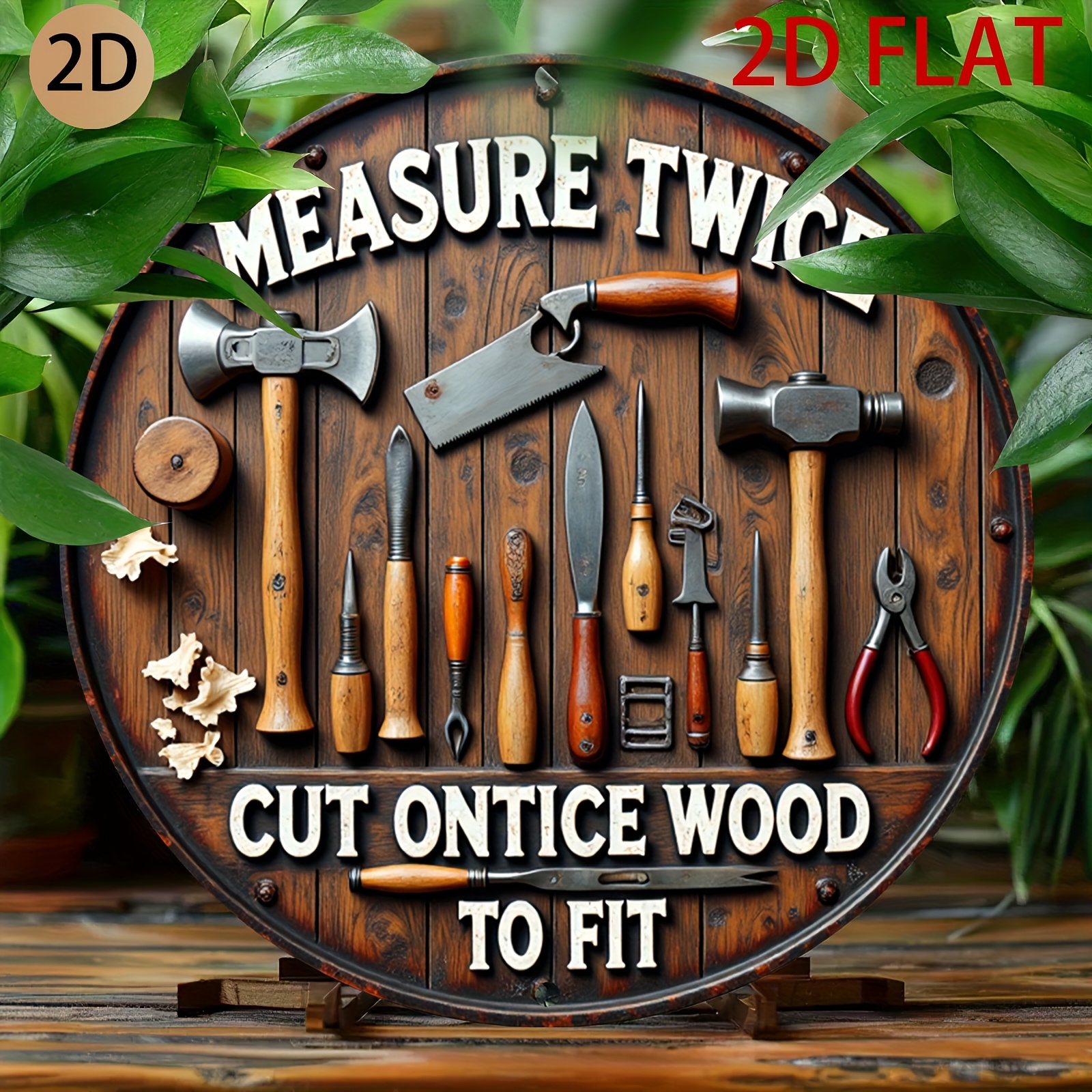 Workshop Tools Logo - Logo kayu berbentuk lingkaran 2D bertema