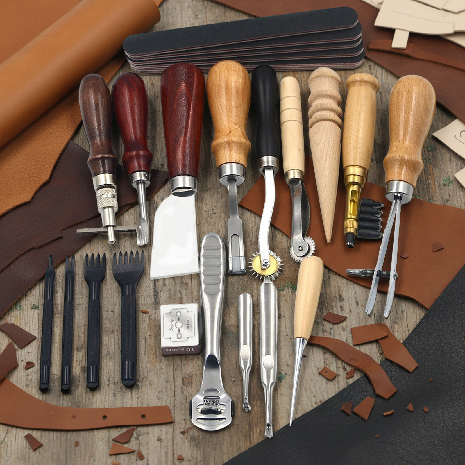Peralatan Kulit, 19 Pcs Perlen - Workshop Cutting Tools ulasan dan harga