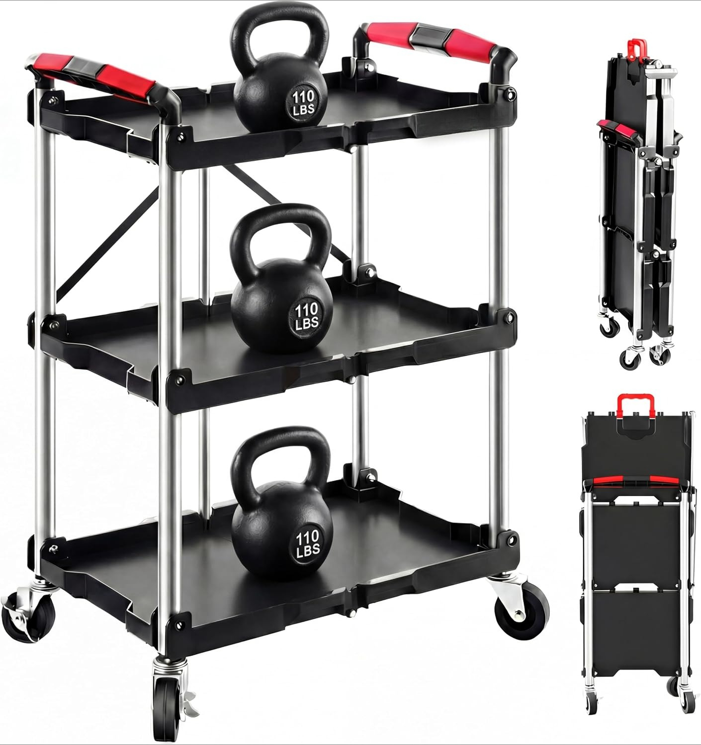 Troli Utilitas Lipat 3 Rak den - Workshop Tools Shelf ulasan dan harga