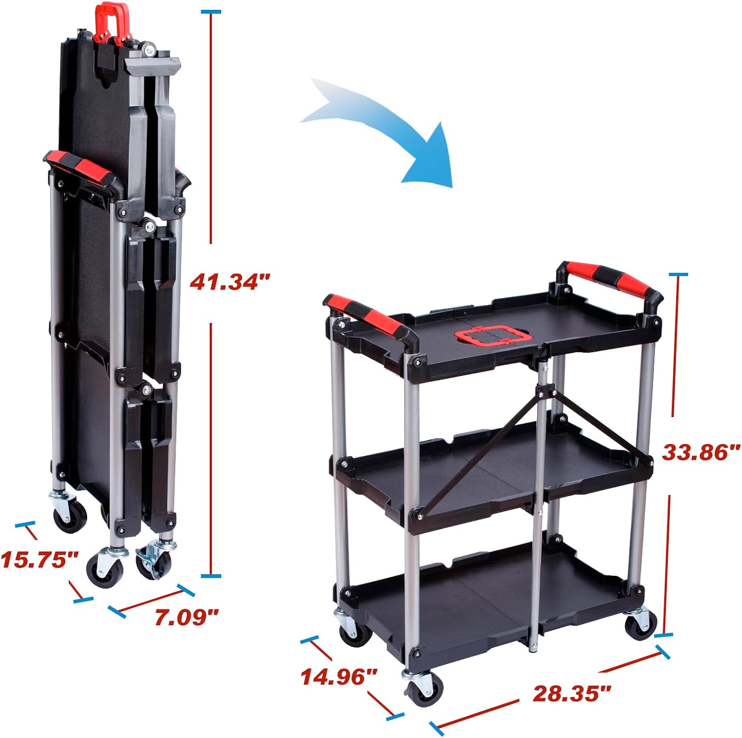 Troli Utilitas Lipat 3 Rak den - Workshop Tools Shelf ulasan dan harga