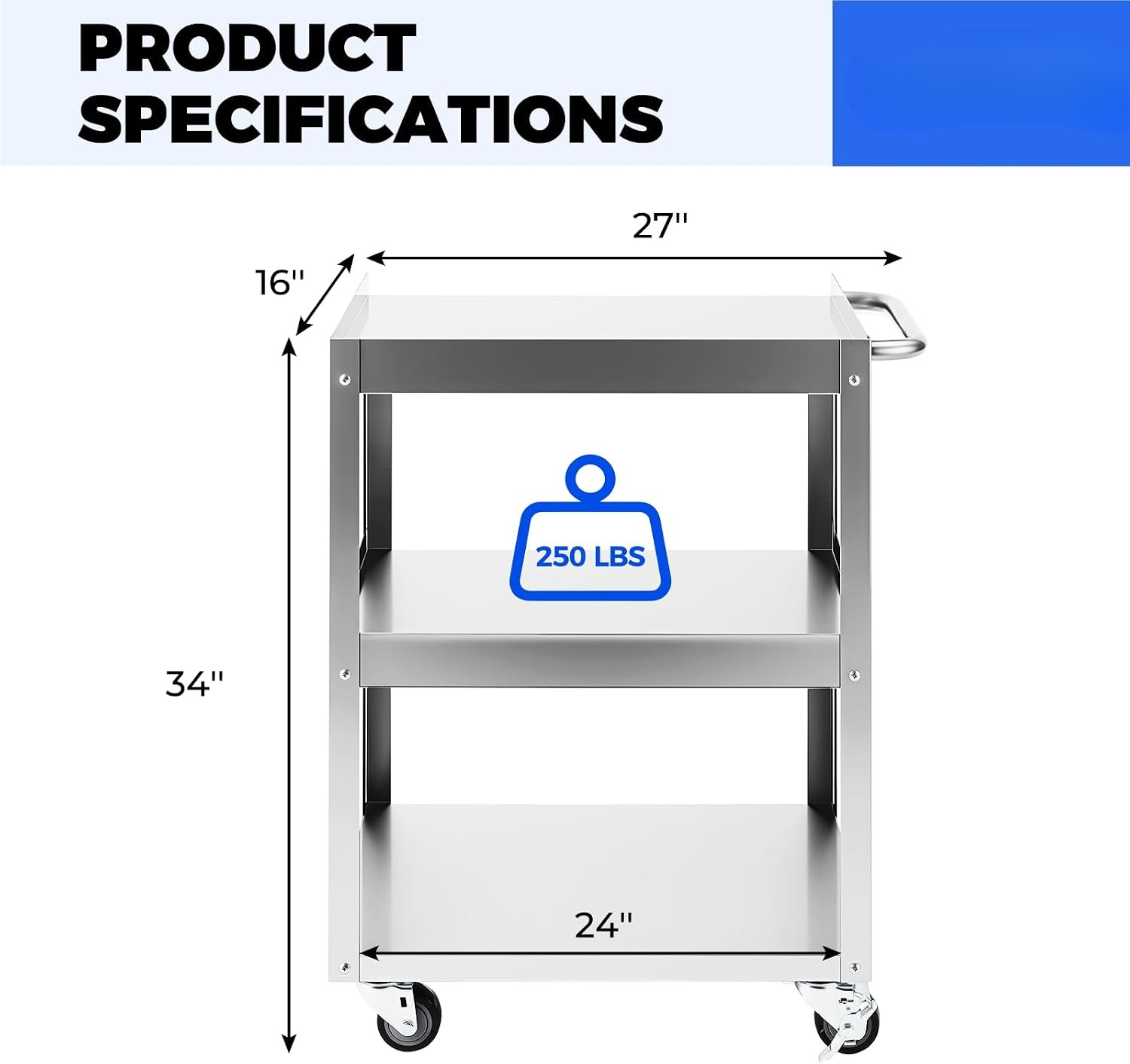 Troli Utilitas Beroda 3 Tingka - Workshop Tools Shelf ulasan dan harga